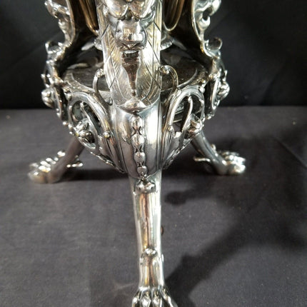 Antique Christofle Centerpiece Silvered Bronze with French Cameo Glass Insert Pr