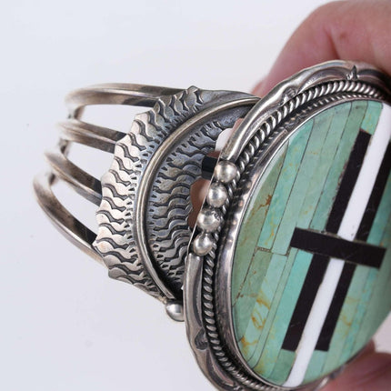 Jeanette Dale Navajo Sterling-Manschettenarmband mit Kanaleinlage