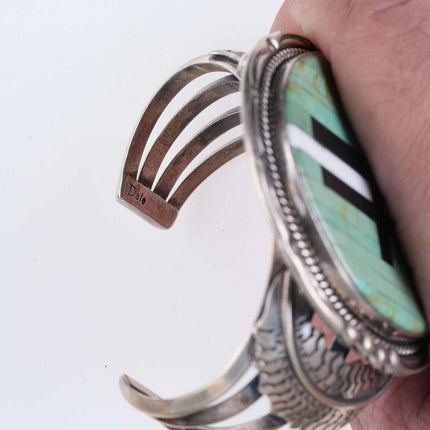 Jeanette Dale Navajo Sterling-Manschettenarmband mit Kanaleinlage