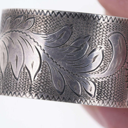 Hand Engraved Southwestern Sterling/Turquoise cuff bracelet