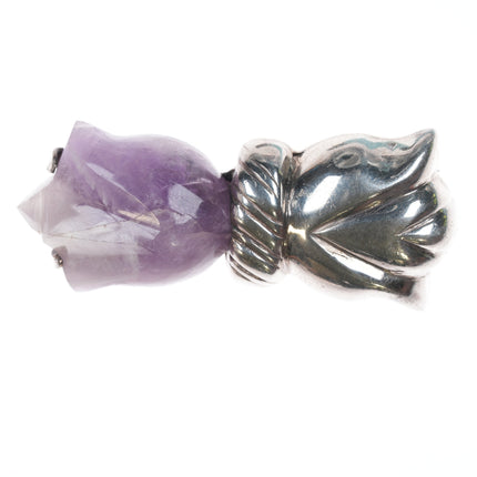 William Spratling sterling tulip pin with amethyst