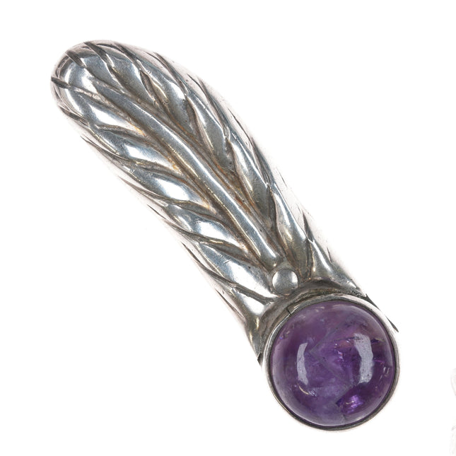 William Spratling sterling Feather fur clip with amethyst