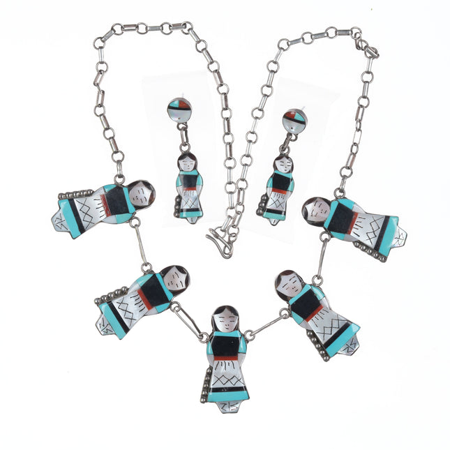 Theresa Waseta Zuni sterling necklace and earrings set