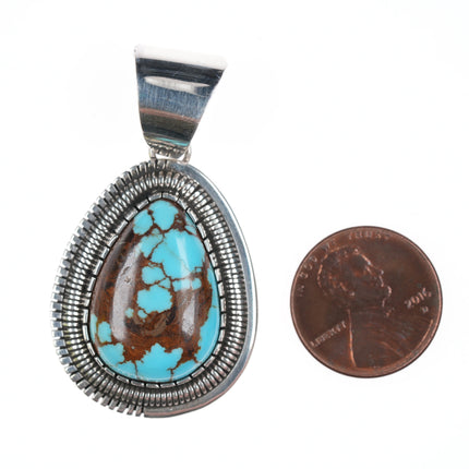 Walter Vandever Navajo sterling High grade Nevada turquoise pendant