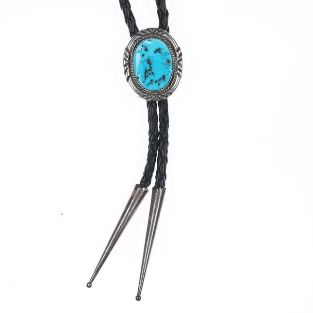 44" Vintage Sterling and turquoise Navajo bolo tie