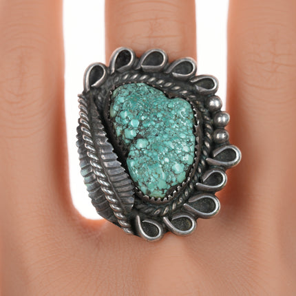 sz9.5 Vintage Native American silver botryoidal turquoise ring