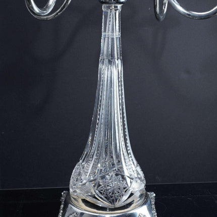 Amerikanischer Brillant-Kerzenleuchter aus geschliffenem Glas um 1900