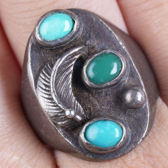 Sz11 Old Pawn Navajo sterling turquoise ring