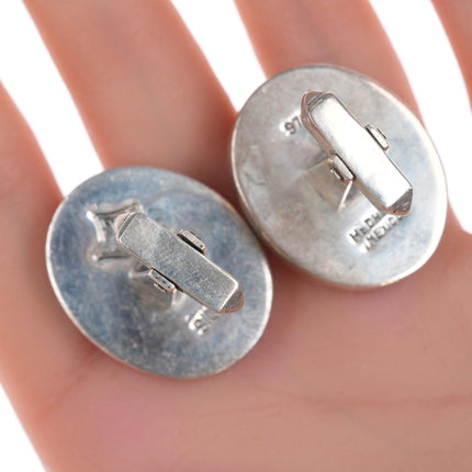 Antonio Pineda (1919-2009) Taxco Modernist Cat's Eye sterling cufflinks