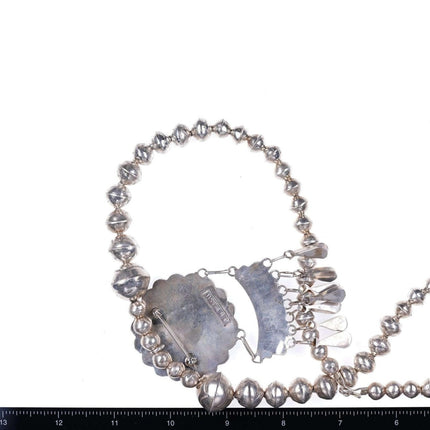 Zuni Sterling Multistone Inlay Thunderbird Halskette mit gestempelten Perlen