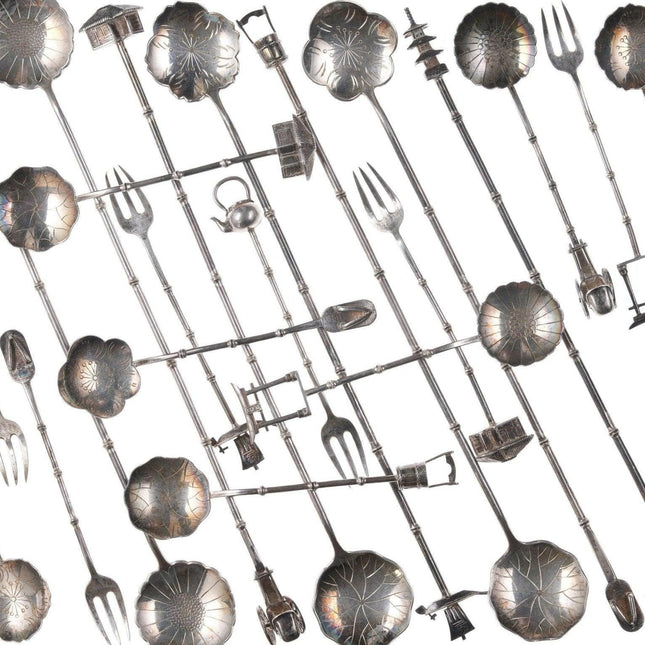 21 pc 1940's Japanese Sterling Silver Beverage/snack spoon set