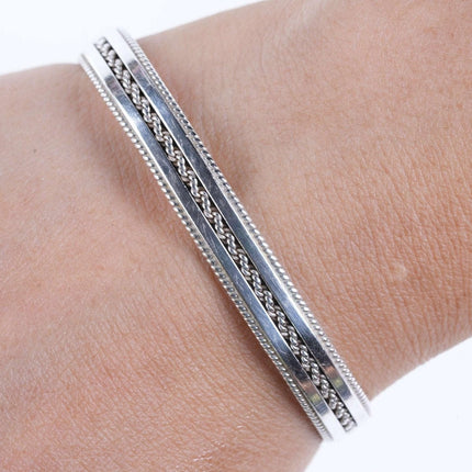 Tahe Navajo Sterling woven wire cuff bracelet