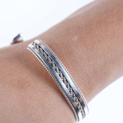 Tahe Navajo Sterling woven wire cuff bracelet