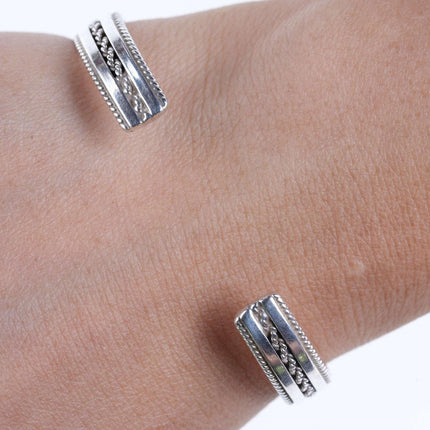 Tahe Navajo Sterling woven wire cuff bracelet