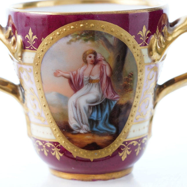 Antique Royal Vienna Style Hand Painted 2 handled cup