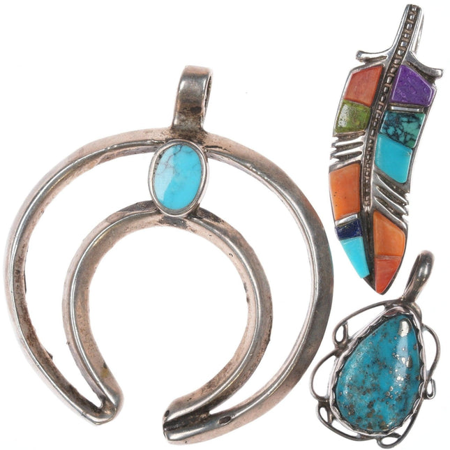 3 Native American Sterling pendants