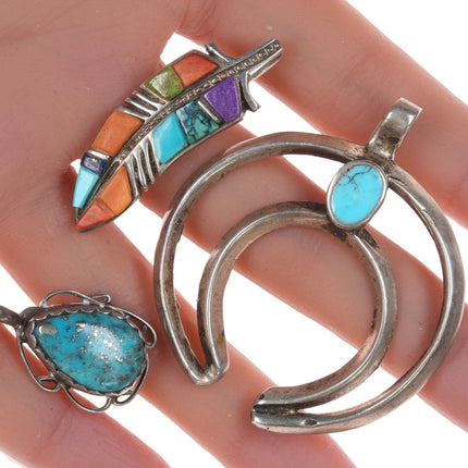 3 Native American Sterling pendants