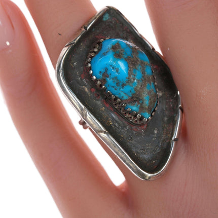sz6 70's Navajo Sterling and turquoise ring
