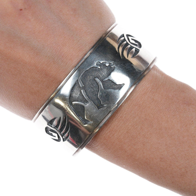 6.75" George Phillips Hopi Overlay Silver cuff bracelet