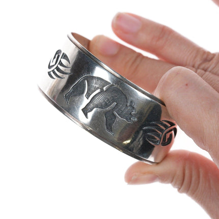 6.75" George Phillips Hopi Overlay Silver cuff bracelet