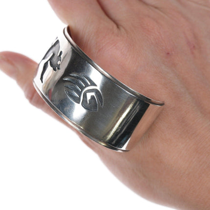 6.75" George Phillips Hopi Overlay Silver cuff bracelet