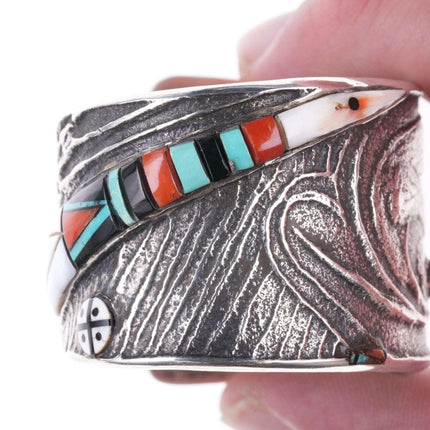Preston Monongye Cuff Bracelet (Hopi) (1927-1987) Tufa Cast Silver