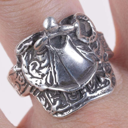 Sz10 Retro Sterling silver Saddle ring