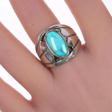 sz11 Vintage Silver and turquoise ring