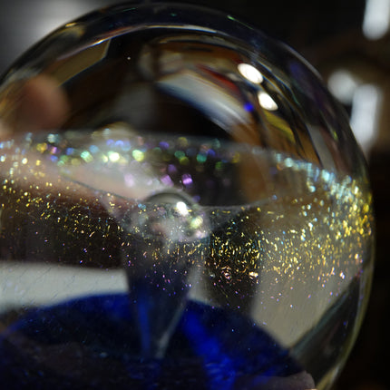 Art Glass Paperweight Eickholt fountain Vortex Magnum  Dichroic Iridescent 4"