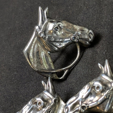 1950 年代 Beau Sterling Horses 胸针手链螺丝背面耳环套装