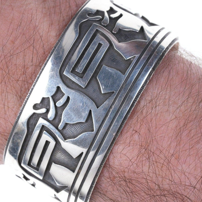 Andrew Saufkie Hopi Overlay Silver cuff bracelet