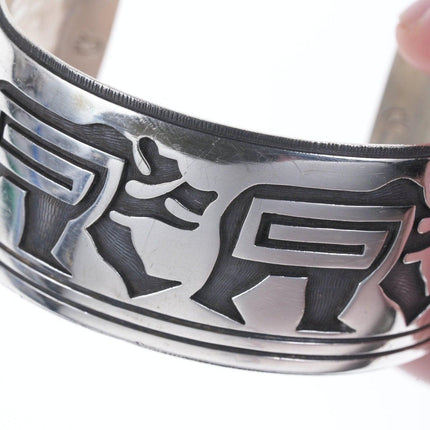 Andrew Saufkie Hopi Overlay Silver cuff bracelet