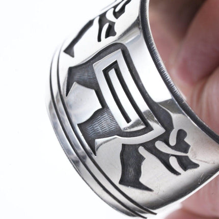 Andrew Saufkie Hopi Overlay Silver cuff bracelet