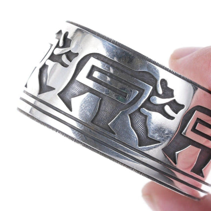 Andrew Saufkie Hopi Overlay Silver cuff bracelet