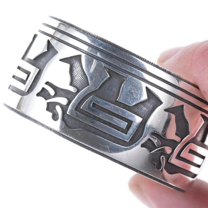 Andrew Saufkie Hopi Overlay Silver cuff bracelet