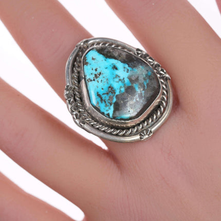 sz7 Vintage Navajo silver and turquoise ring df