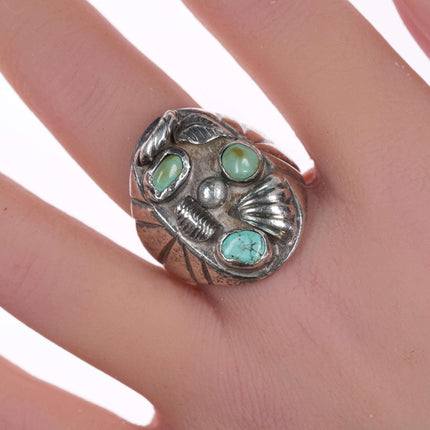 sz10 Vintage Navajo silver and turquoise ring