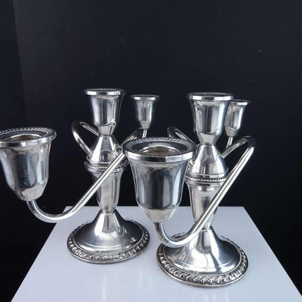 Pr Duchin Sterling Weighted Candelabras 3 lite