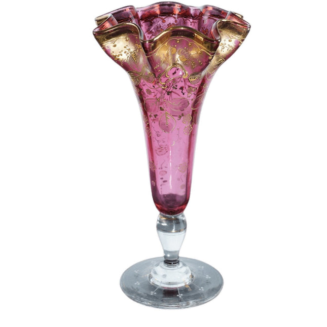 c1900 蔓越莓波西米亚莫泽艺术玻璃花瓶