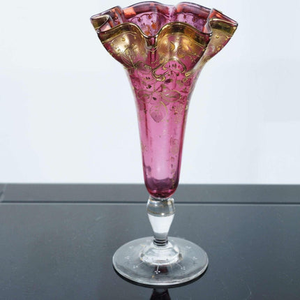c1900 Cranberry Bohemian Moser art glass vase