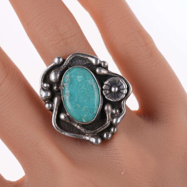 sz8 Vintage Native American Sterling and turquoise   ring