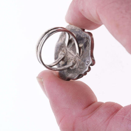 sz8 复古美洲原住民纯银和绿松石野兽派戒指