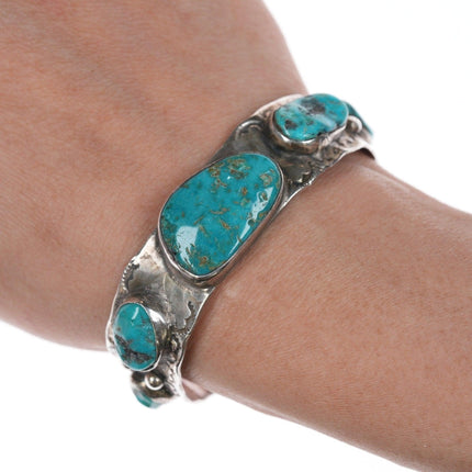 6 1/8" Herbert Patero Navajo Silver an turquoise cuff bracelet