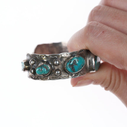 6 1/8" Herbert Patero Navajo Silver an turquoise cuff bracelet