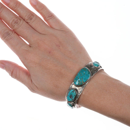 6 1/8" Herbert Patero Navajo Silver an turquoise cuff bracelet