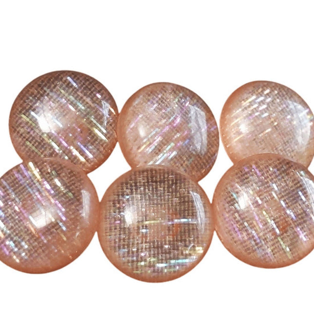 c1950 Pink Plastic Lucite Confetti Buttons Iridescent 11/16" (6)