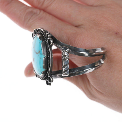 6" Vintage Native American silver and turquoise cuff bracelet