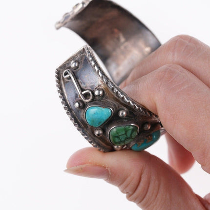 6 3/8" Navajo sterling and turquoise watch bracelet