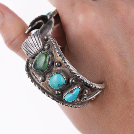 6 3/8" Navajo sterling and turquoise watch bracelet