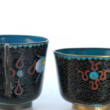 Antique Chinese Dragon Cloisonne Cup set 2